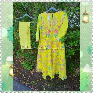 Wishful Womens Georgette Blend- Handwork Kurti With Legging- Party Wear Dress